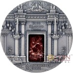 Fiji BLUE DRAWING ROOM BUCKINGHAM PALACE Silver coin Masterpieces in Stone Series $10 Antique finish 2014 Rosso Levanto marble 3 oz